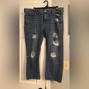 Express Women's Distressed Boyfriend Jeans - Blue